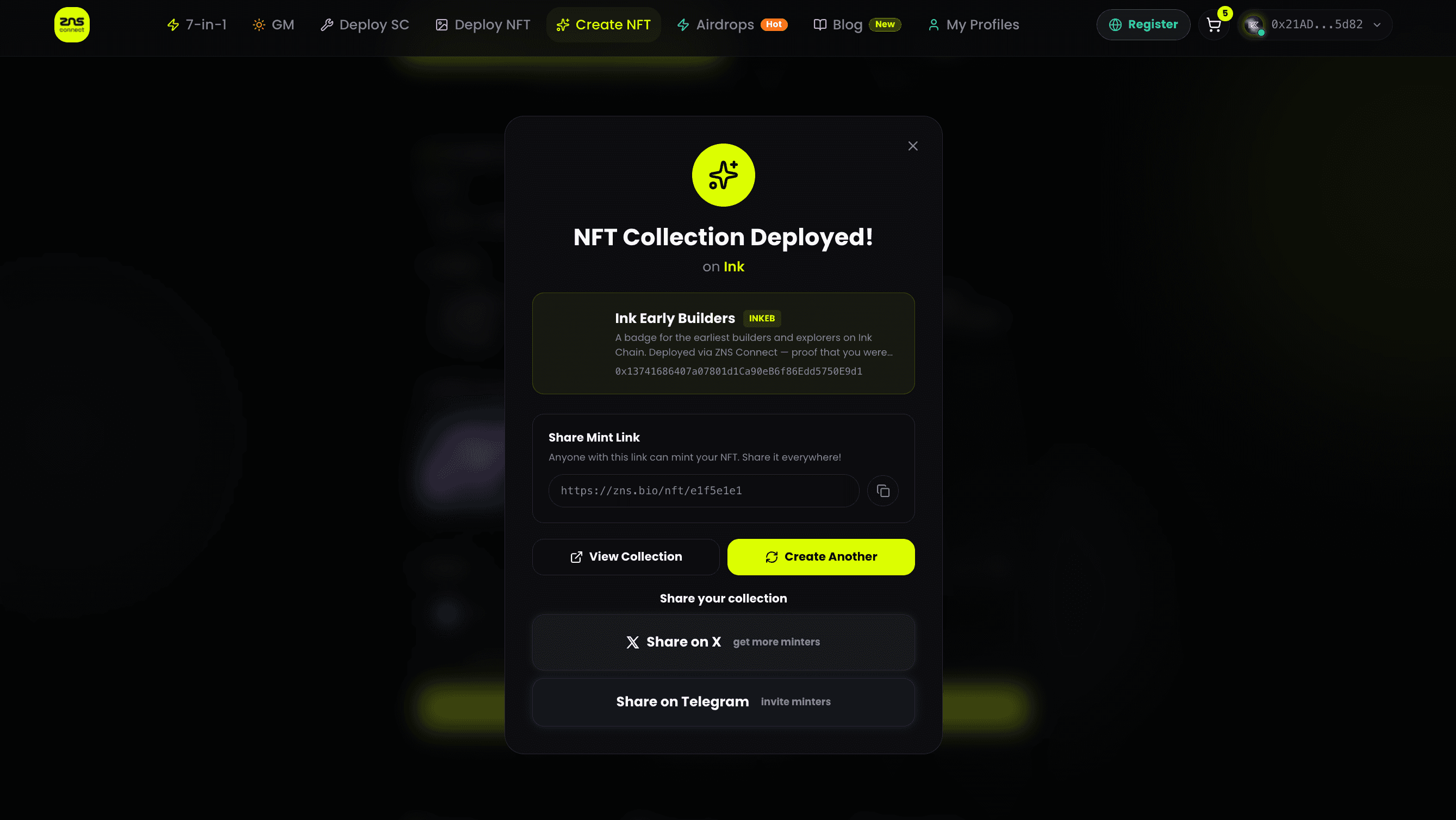 How to Deploy an NFT Collection on Ink Network in One Click